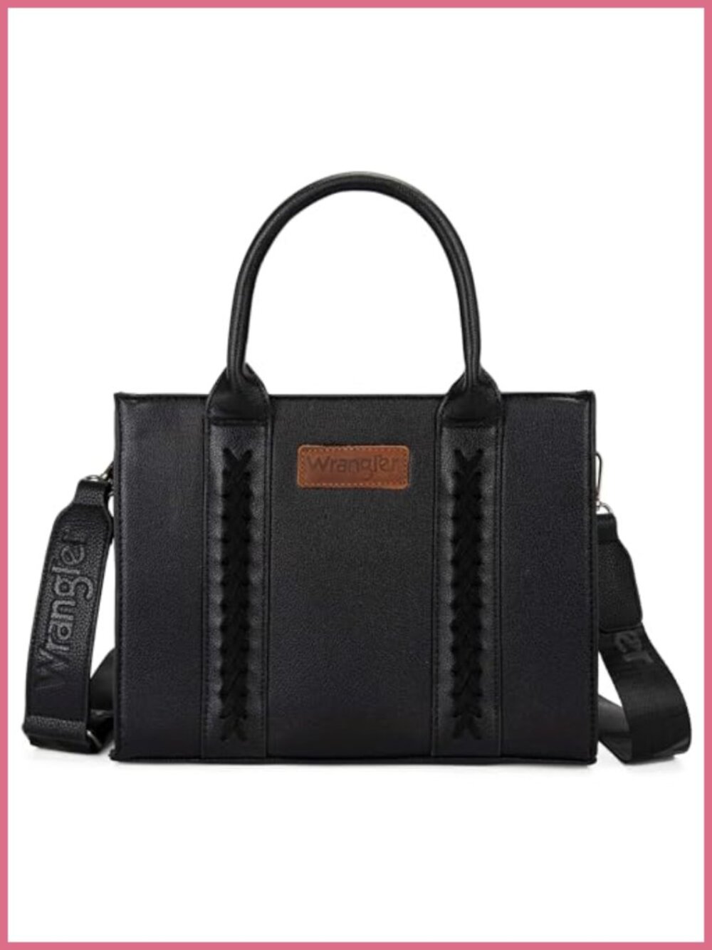 Wrangler Women's Tote Bag Western Whipstitch Top Zip Crossbody Strap